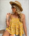 WOVENLISSE Ruffled Tiered Cami Top — Floral Swing Style for Summer