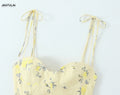 WOVENLISSE Floral Corset Cami Top — Y2K Ruffle Hem Bustier Style
