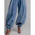 WOVENLISSE High-Waist Knickerbockers Jeans — Vintage Washed Cotton Denim