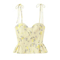 WOVENLISSE Floral Corset Cami Top — Y2K Ruffle Hem Bustier Style
