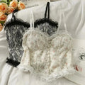 WOVENLISSE Lace Pearl Button Camisole — Sweet French-Inspired Tank Top