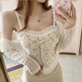 WOVENLISSE Lace Pearl Button Camisole — Sweet French-Inspired Tank Top