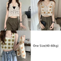WOVENLISSE Floral Embroidery Camisole — French-Style Button Crop Top