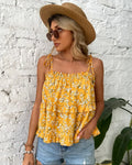 WOVENLISSE Ruffled Tiered Cami Top — Floral Swing Style for Summer