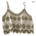 WOVENLISSE Embroidered Crochet Camisole — Vintage Cotton Crop Top