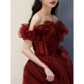 WOVENLISSE Ball Gown Evening Dress — Off-Shoulder Floral Prom Style