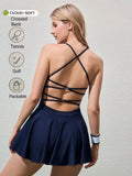 WOVENLISSE Sleeveless Active Dress — Stretch Knit With Built-In Shorts