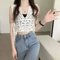 WOVENLISSE Floral Embroidery Camisole — French-Style Button Crop Top