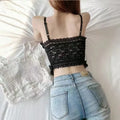 WOVENLISSE Lace Pearl Button Camisole — Sweet French-Inspired Tank Top