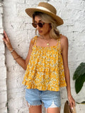 WOVENLISSE Ruffled Tiered Cami Top — Floral Swing Style for Summer